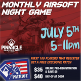 TICKET: Pinnacle Monthly Airsoft Night Game - July 5th 5-11pm